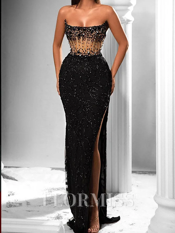 Sheath Straight Beading Floor-Length Corset Dress
