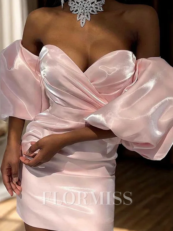 Sheath Organza Sweetheart Kortermer Kort/Mini Motekjoler