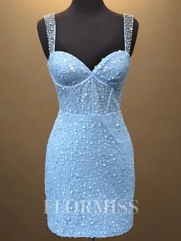 Sheath Sweetheart Paljett Kort/Mini Korsett Kjole