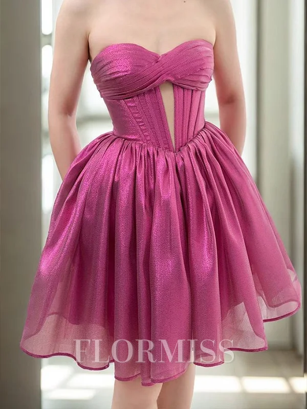 A-line kjole Sweetheart Plissert Kort/Mini Korsett Kjole