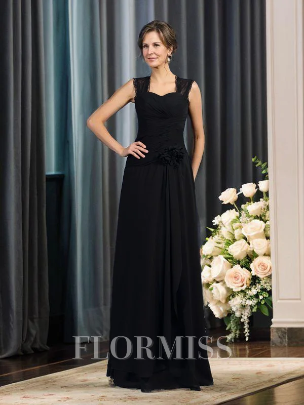 A-line kjole Stropper Gulvlengde Chiffong Brudens Mor Kjolees Med Blomst