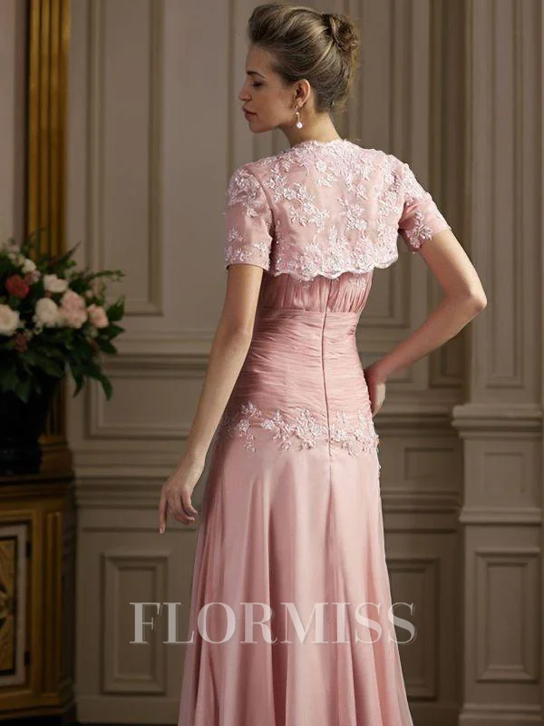 A-line kjole Sweetheart Gulvlengde Chiffong Brudens Mor Kjolees Med Applikasjoner Blonder