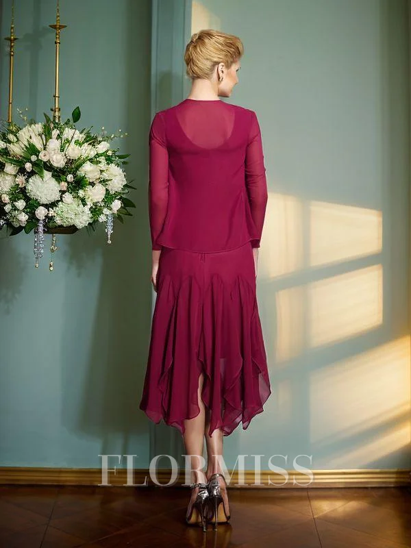A-line kjole Scoop Knelengde Chiffong Brudens Mor Kjolees Med Applikasjoner Blonder
