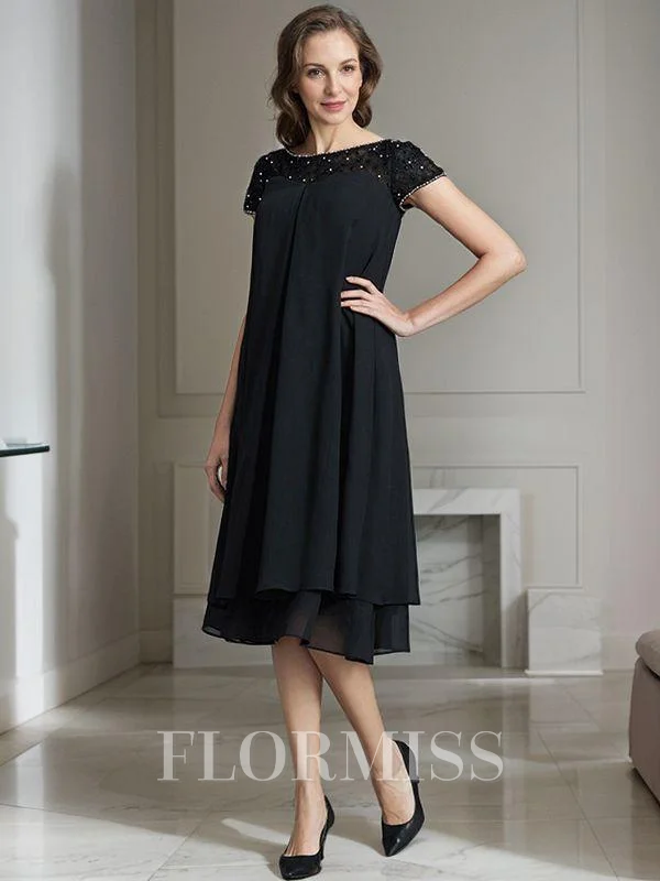 A-line kjole Scoop Knelengde Chiffong Brudens Mor Kjolees