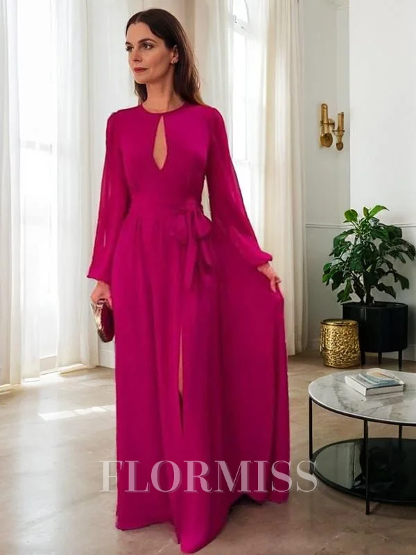A-line kjole Scoop Gulvlengde Chiffong Brudens Mor Kjolees Med Belte/Sash