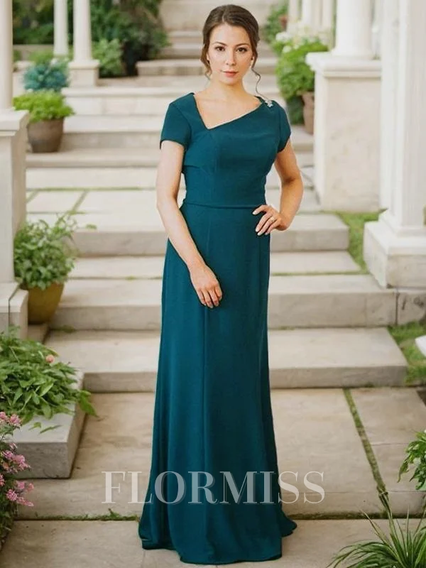 Sheath Torget Gulvlengde Satin Brudens Mor Kjolees Med Volanger