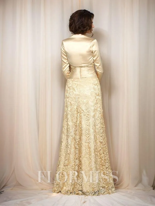 A-line kjole Sweetheart Gulvlengde Satin Brudens Mor Kjolees