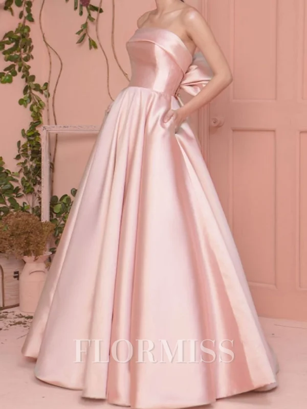 A-line kjole Rett Gulvlengde Satin Kjole