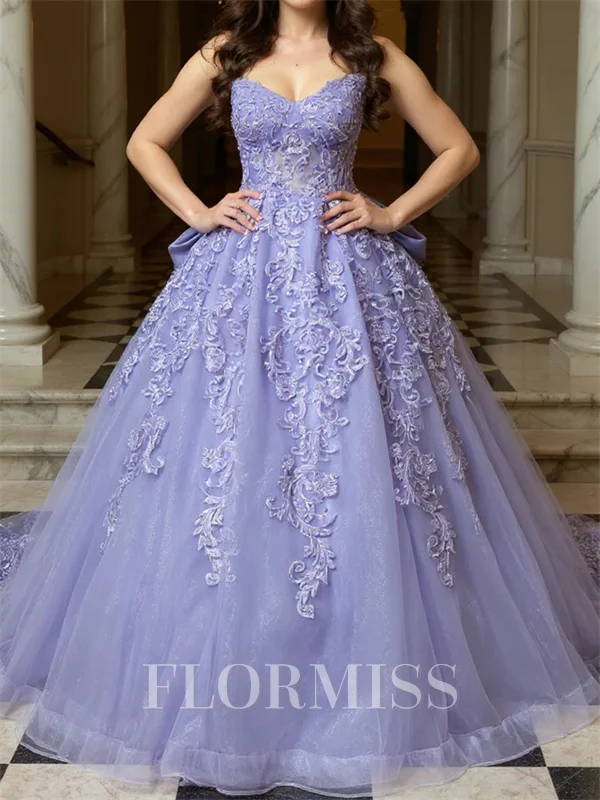 Ballkjole/Prinsesse Sweetheart Applikasjoner Blonder Kapell Slep Tyll Korsett Ballkjole