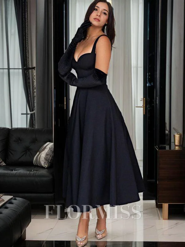 A-line kjole Sweetheart Te-Lengde Satin Ballkjole