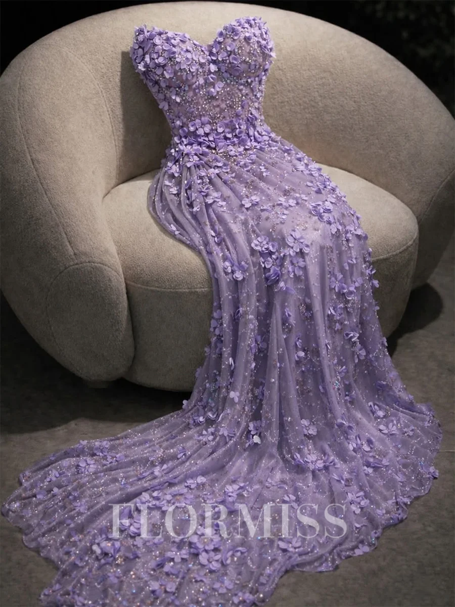 Sheath Sweetheart Blomst Sweep/Børste train Tyll Ballkjole