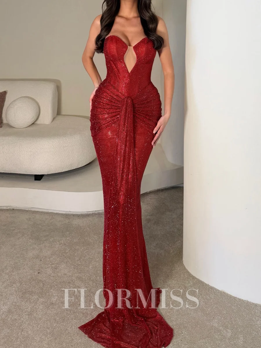 Sheath Sweetheart Plissert Gulvlengde Korsett Ballkjole