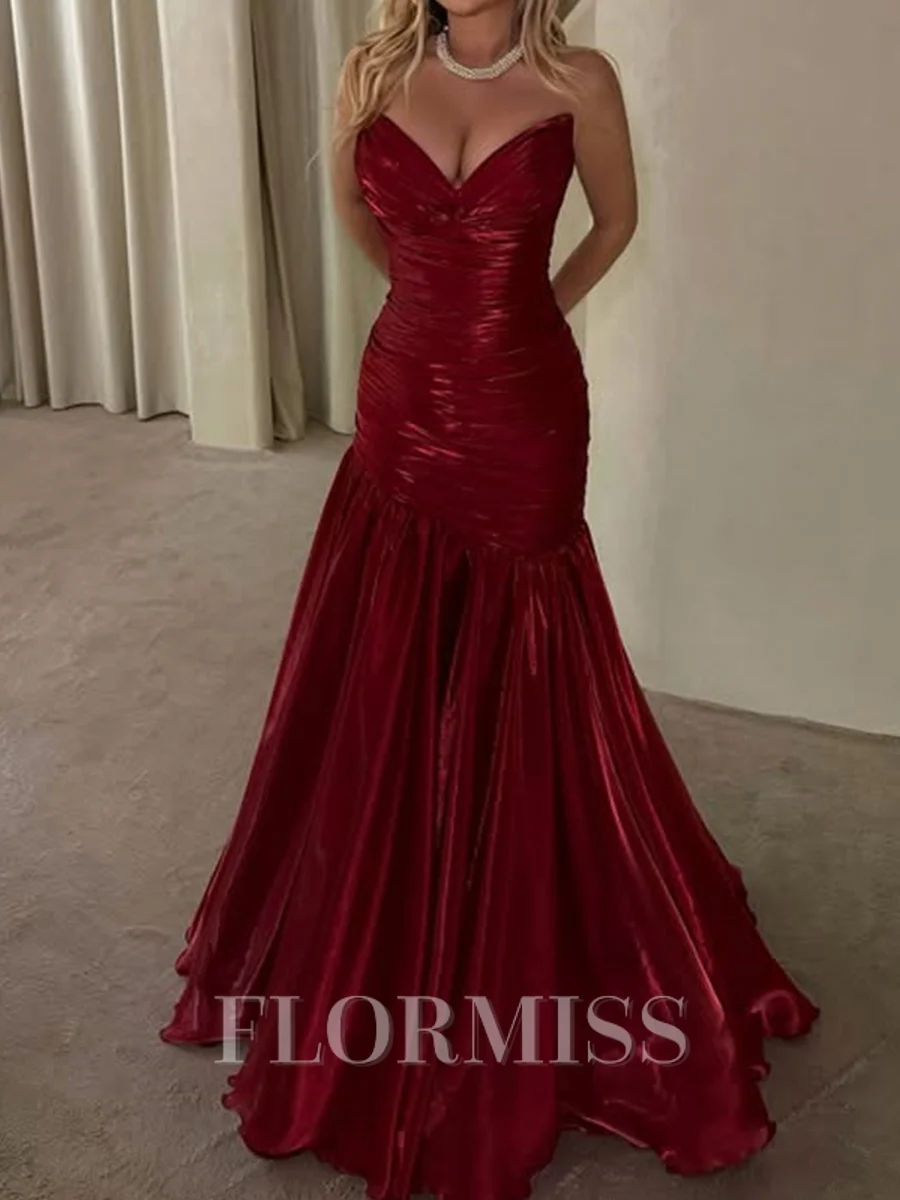 Sheath Sweetheart Plissert Gulvlengde Korsett Ballkjole