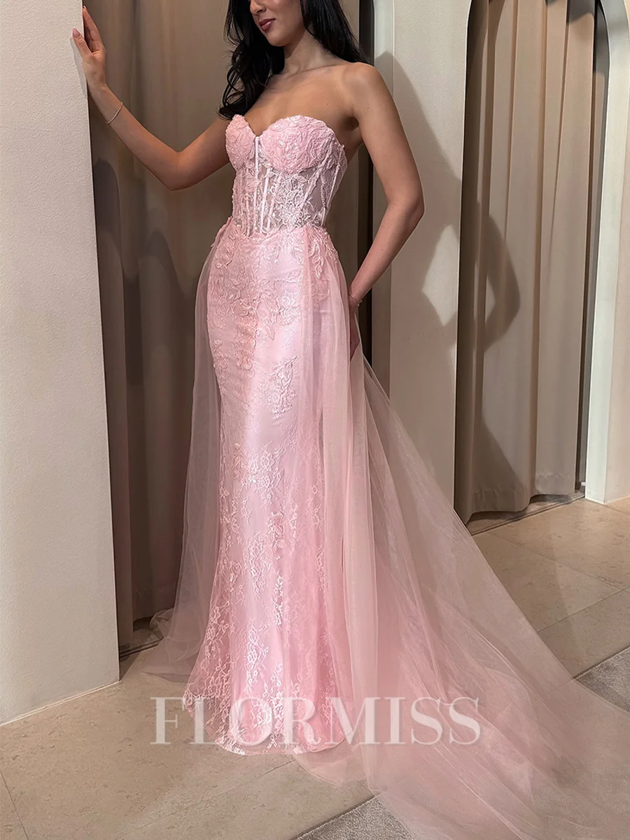 Sheath Sweetheart Applikasjoner Blonder Sweep/Børste train Tyll Korsett Ballkjole