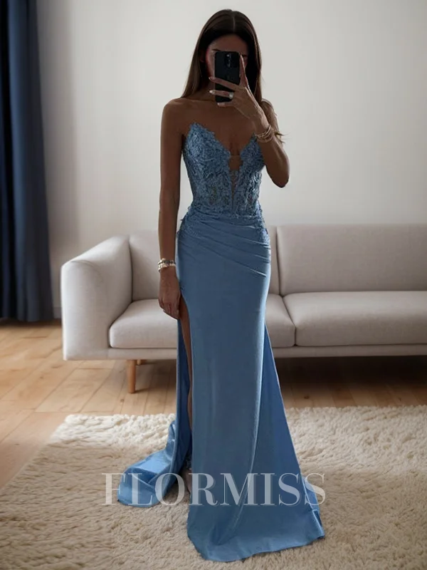Sheath Sweetheart Applikasjoner Blonder Sweep/Børste train Strekk Crêpe Korsett Kjole