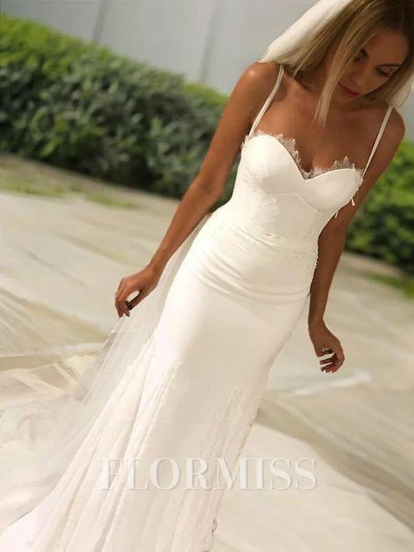 Sheath Sweetheart Sweep/Børste train Blonder Brudekjoleres