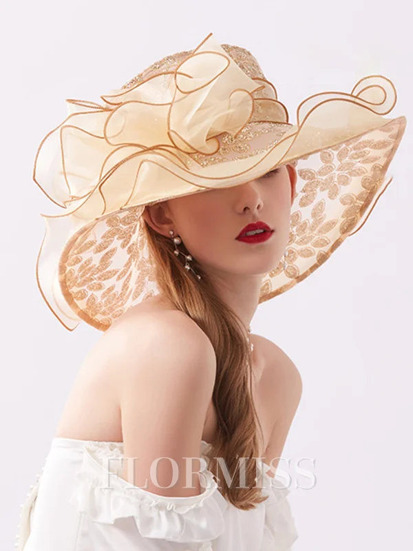 Damer Glamourøse Organza Silke Blomst Justerbare Kentucky Derby Hatter/Te Party Hatter