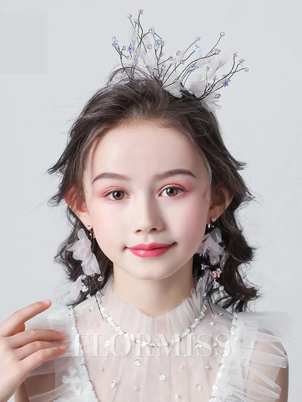 Fascinerende kobber med imitert perle tiara (med øredobber)