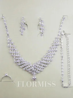 Nydelige Legering Med Rhinestones Bryllup Brudesmykkesett