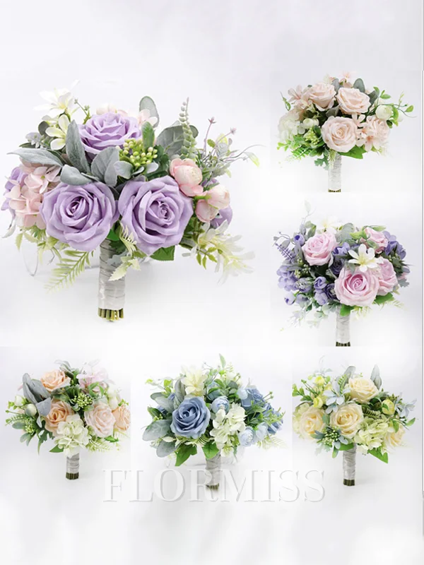 Elegante Fri Form Silke Blomst Brudebuketter