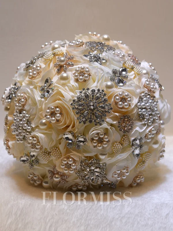 Klassisk rund silkeblomst brudebuketter
