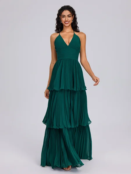 A-line V-neck Cascading...