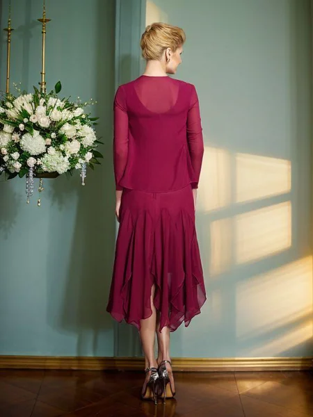 A-line kjole Scoop Knelengde Chiffong Brudens Mor Kjolees Med Applikasjoner Blonder