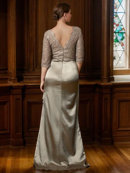 A-line kjole V-hals Satin...