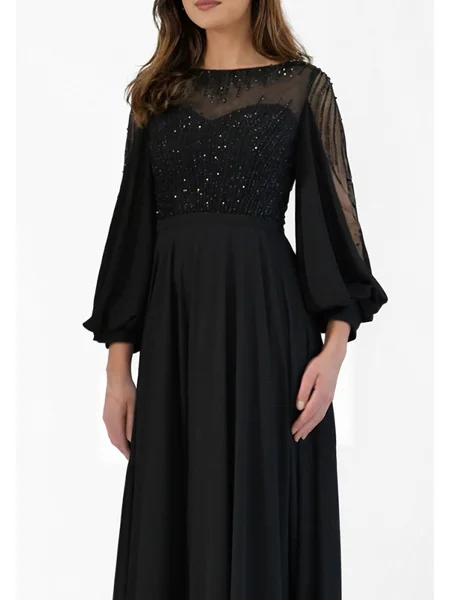 A-line kjole Scoop Lange...