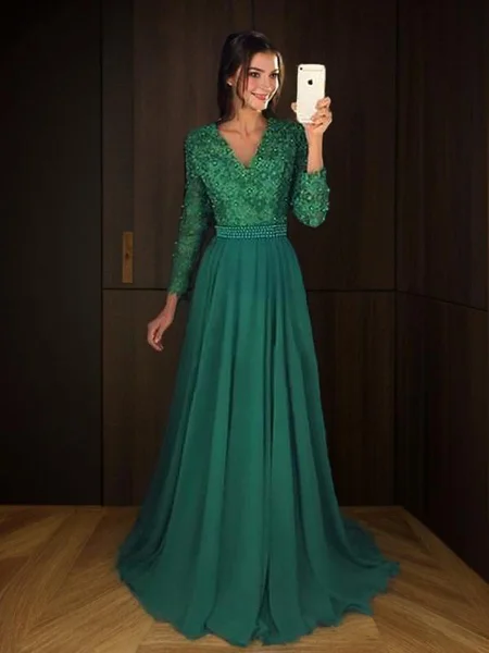 A-line kjole V-hals...