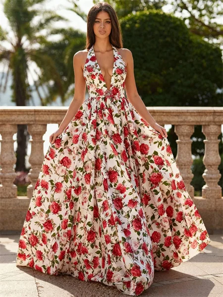 A-line kjole Halterneck...