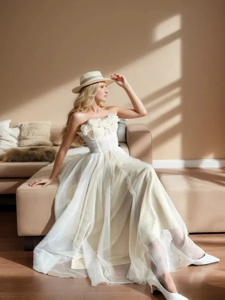A-line kjole Rett Blomst...
