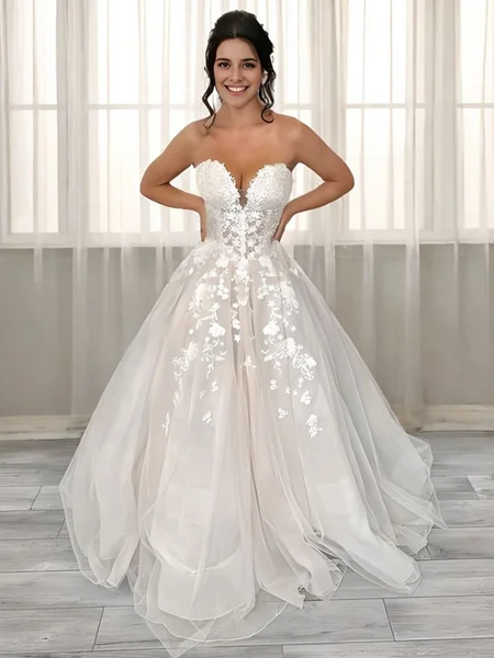 A-line Sweetheart Appliques...