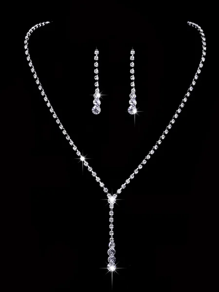 Trendy Kobber Med Rhinestone Smykkesett For Damer
