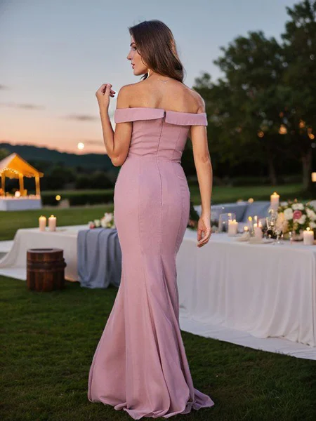 Sheath Chiffong Ruched Bare...