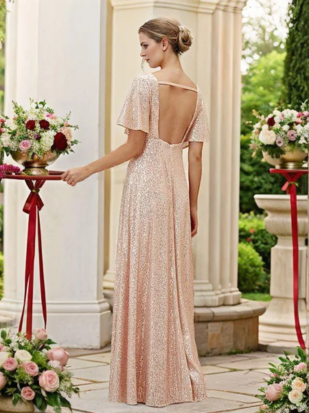 A-line kjole Ruched V-hals...