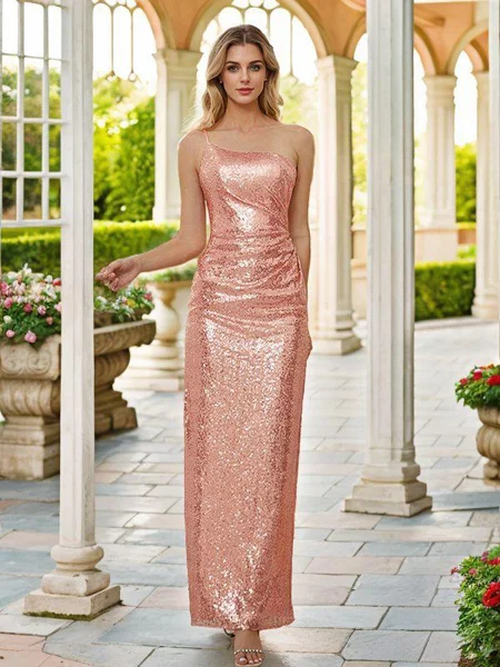 Sheath Paljett Ruched En...