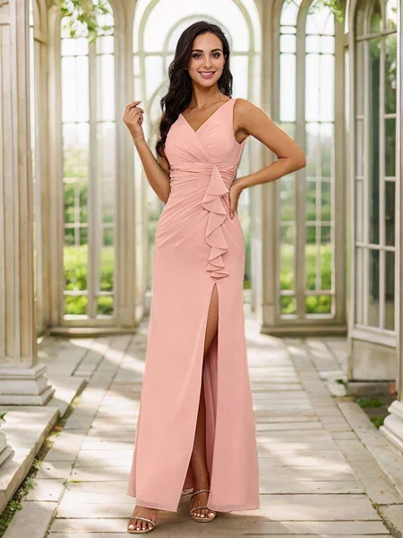 Sheath Chiffong Ruched...