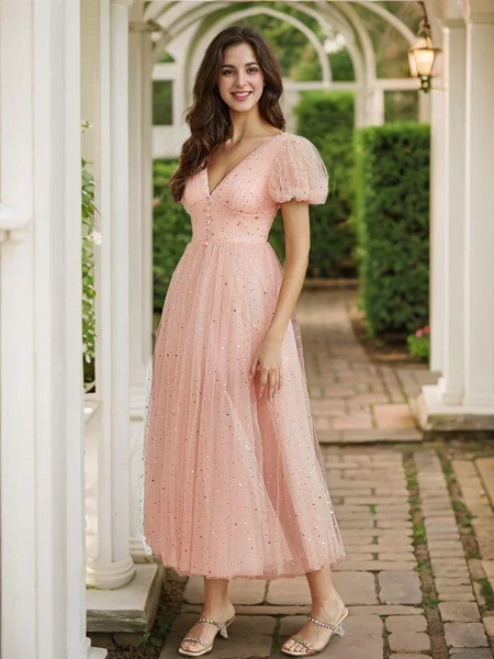 A-line kjole Tyll Ruched...