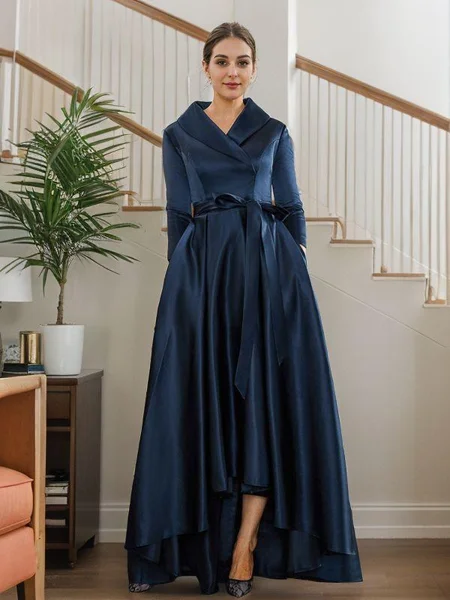 A-line kjole Satin Ruched...