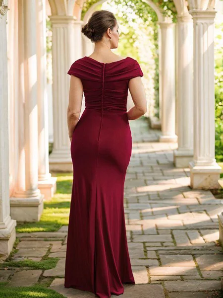 Sheath Jersey Ruched V-hals...