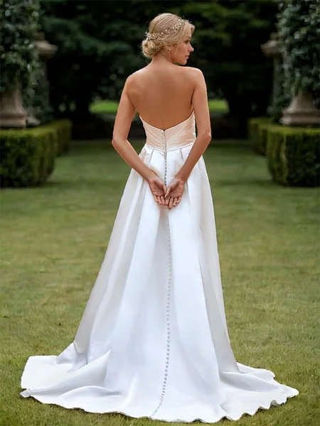 A-line kjole Satin Plissert...