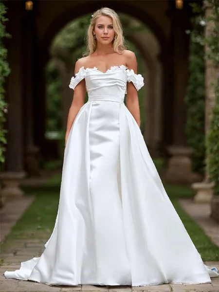 Sheath Satin Blomst Bare...