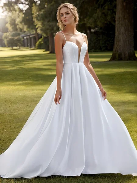 A-line kjole Satin Bue...
