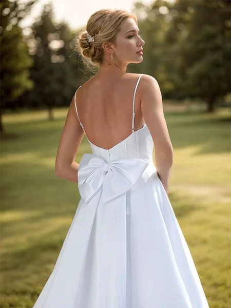 A-line kjole Satin Bue...