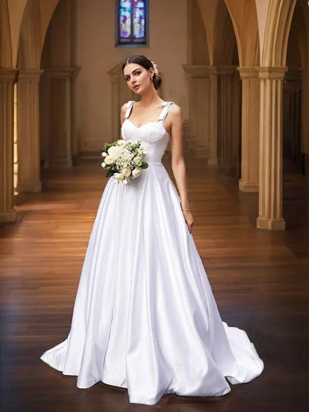 A-line kjole Satin Volanger...