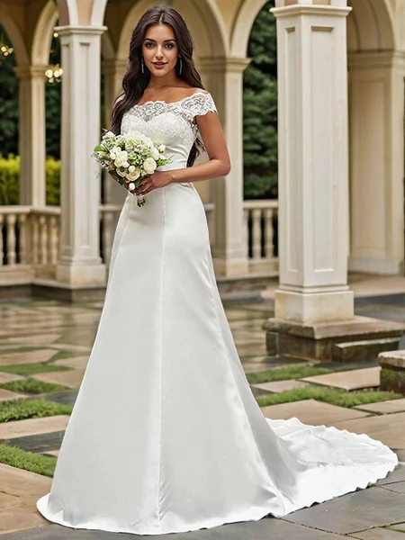 A-line kjole Scoop Satin...