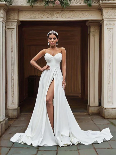 A-line kjole Satin Volanger...