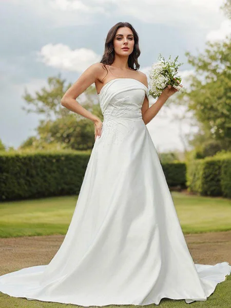A-line kjole Satin Ruched...