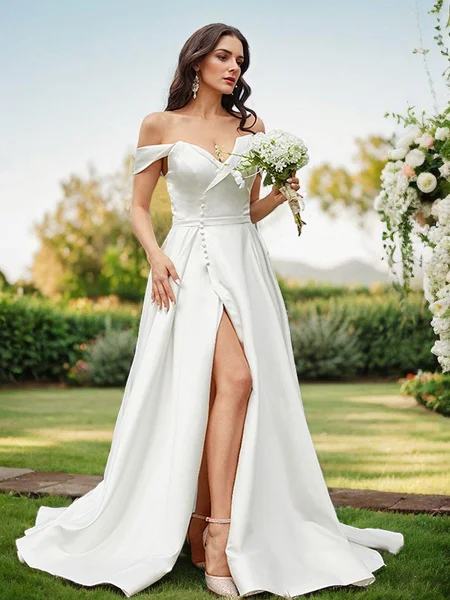 A-line kjole Satin Ruched...